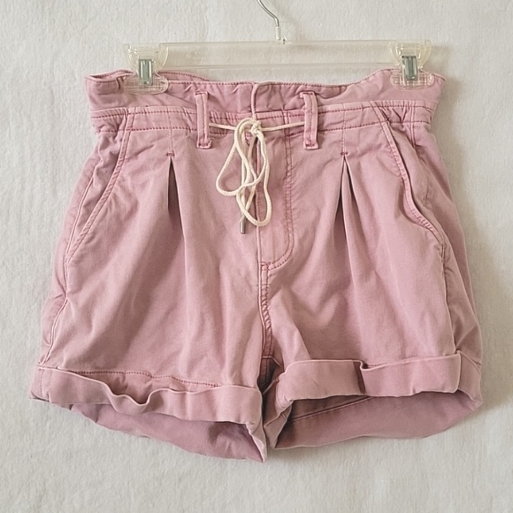 PAIGE Carly Vintage Rose Garden Pleated Paper Bag Shorts - Size 25